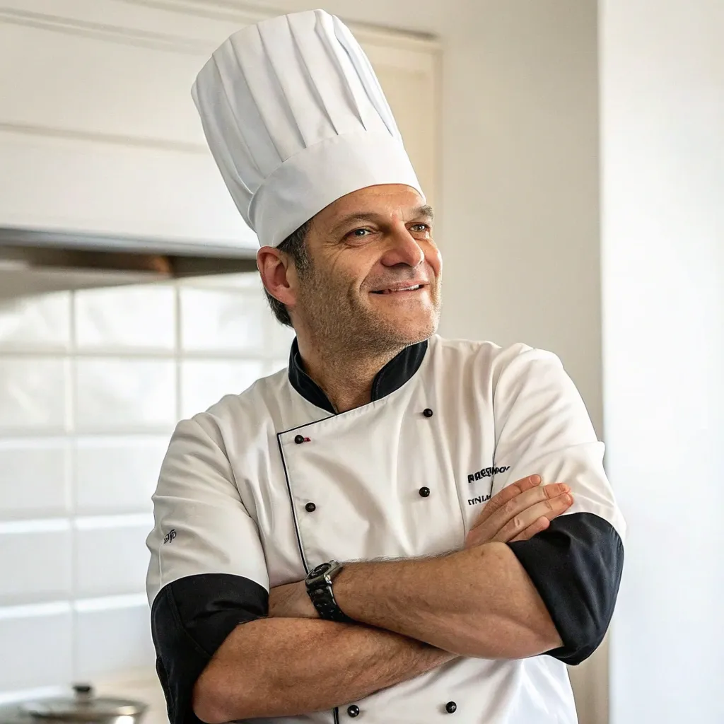 Michael Jones with a chef hat